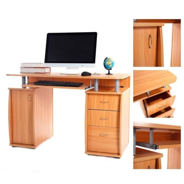 Shop Office Workstation Pc Laptop Table Computer Desk W Drawers