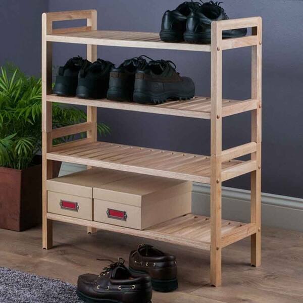 Shop Black Friday Deals On Winsome Mercury Natural Solid Wood Stackable Shoe Rack Set 2 Piece Overstock 22689269