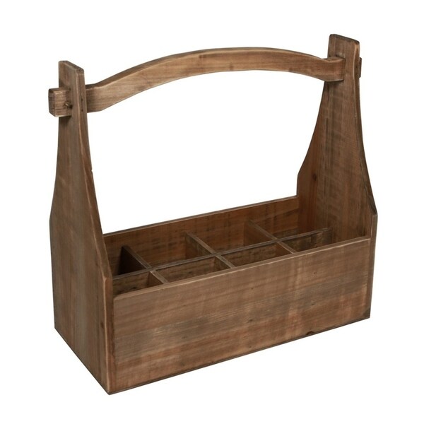 Cheung's 8 Compartment Wood Storage Caddy with High Handle - Brown
