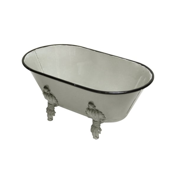 Cheung's Handmade Metal Bathtub Decor with Gray Lacquered Finish 4.5
