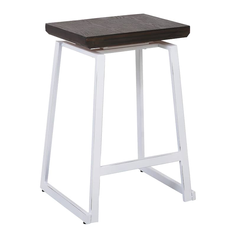 Carbon Loft Richard Espresso/ White Industrial Counter Stools (Set of 2) - vintage white/espresso