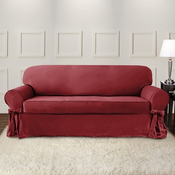 Portland Red Fauxsuede Sofa Slipcover Overstock 22689969