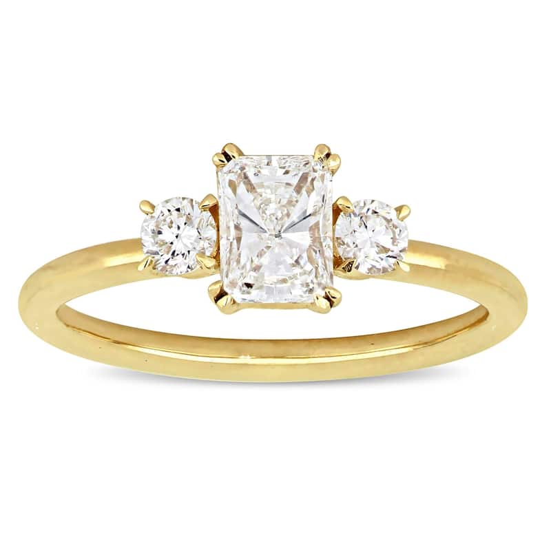 Miadora 14k Yellow Gold 1ct TDW Radiant-cut Diamond 3-Stone Engagement Ring