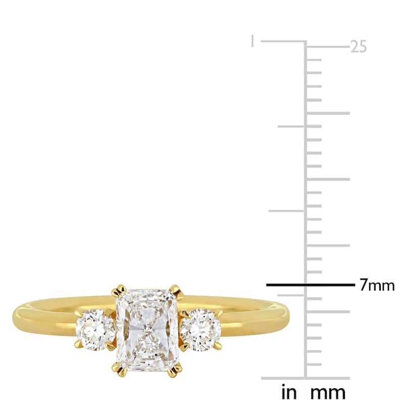 Miadora 14k Yellow Gold 1ct TDW Radiant-cut Diamond 3-Stone Engagement Ring