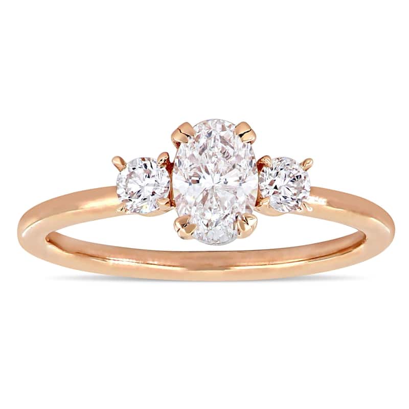 Miadora 14k Rose Gold 1ct TDW Diamond 3-Stone Engagement Ring
