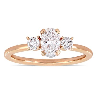 Miadora 14k Rose Gold 1ct TDW Diamond 3-Stone Engagement Ring
