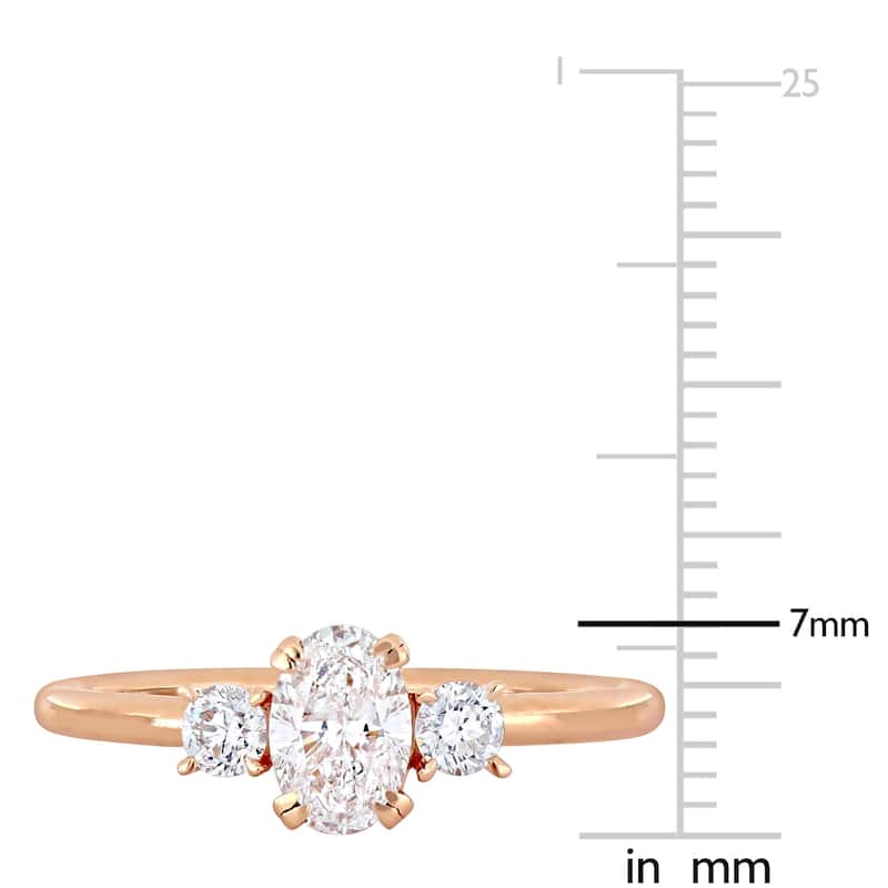 Miadora 14k Rose Gold 1ct TDW Diamond 3-Stone Engagement Ring
