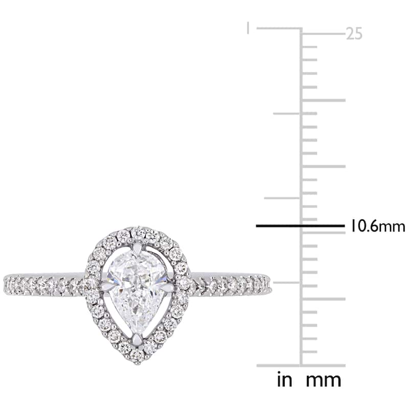 Miadora 14k White Gold 3/4ct TDW Diamond Pear and Round-Cut Floating Halo Engagement Ring