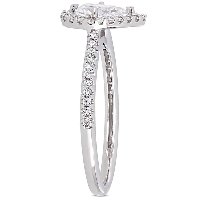 Miadora 14k White Gold 3/4ct TDW Diamond Pear and Round-Cut Floating Halo Engagement Ring