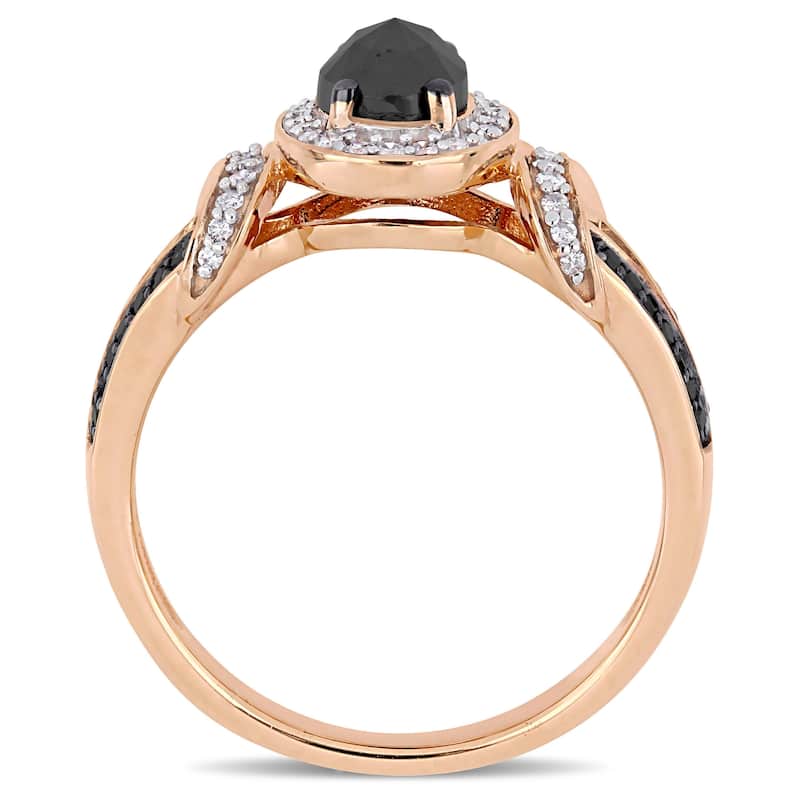 Miadora 10k Rose Gold with Black Rhodium 1ct TDW Black and White Diamond Engagement Ring