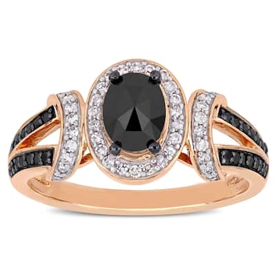 Miadora 10k Rose Gold with Black Rhodium 1ct TDW Black and White Diamond Engagement Ring