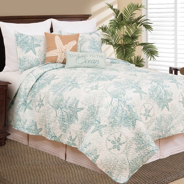 Ocean Pearl Microfiber Coastal Quilt Set