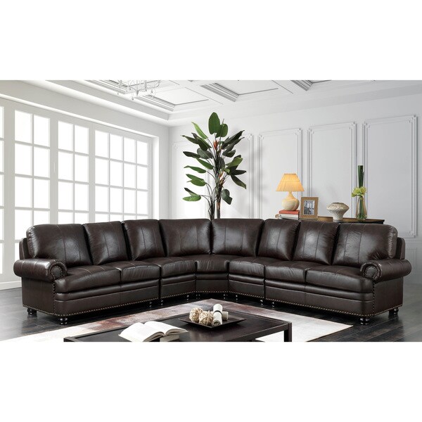 Furniture Of America Hodges Brown Leather 8 Seater Sectional Furniture Of America Hodges Brown Leather 8 Seater Sectional Sofa