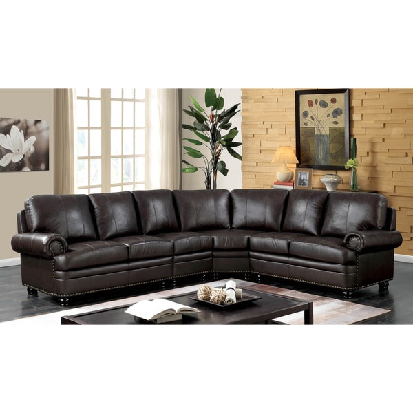 Furniture Of America Hodges Brown Leather 7 Seater Sectional Furniture Of America Hodges Brown Leather 7 Seater Sectional Sofa