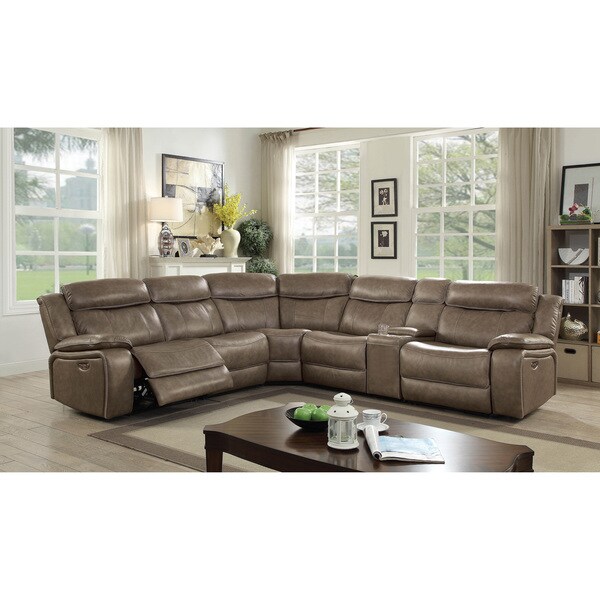 Furniture of America Rol Grey 6-seater Reclining Sectional