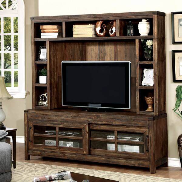 Shop Furniture Of America Peln Rustic Oak 2 Piece Tv Stand And