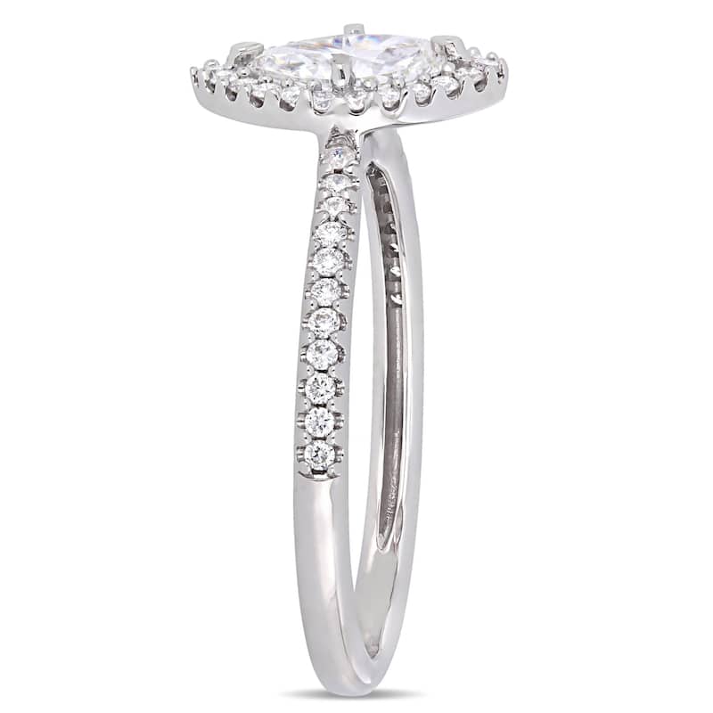 Miadora 14k White Gold 3/4ct TDW Diamond Marquise and Round-Cut Floating Halo Engagement Ring