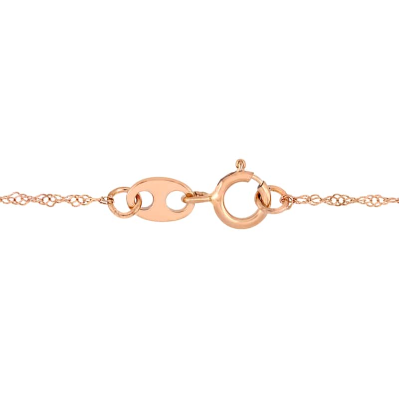 Miadora 14k Rose Gold Morganite and 1/10ct TDW Diamond Halo Station Necklace