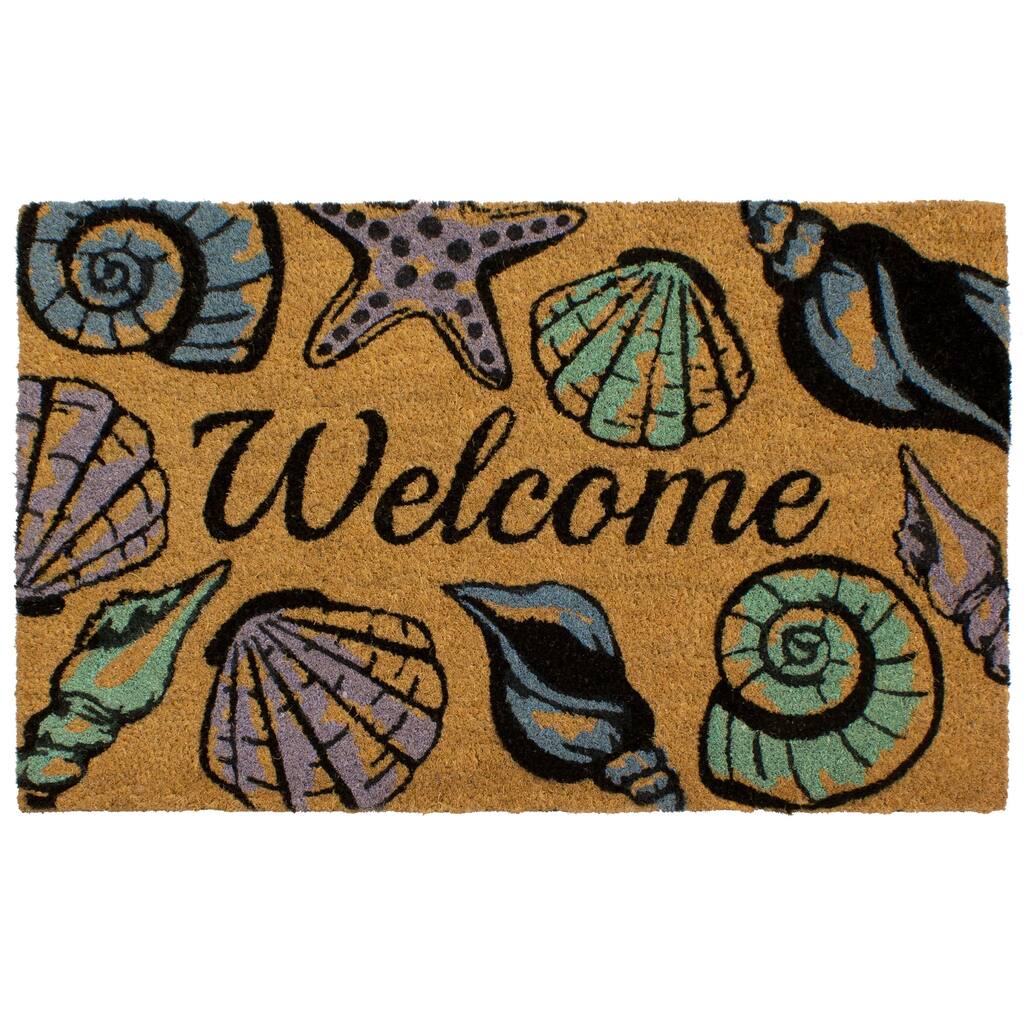 Storm Stopper Seashell Welcome 18x28 in. Indoor/Outdoor Coir Mat