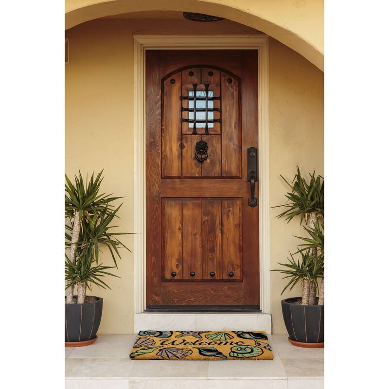 Storm Stopper Seashell Welcome 18x28 in. Indoor/Outdoor Coir Mat