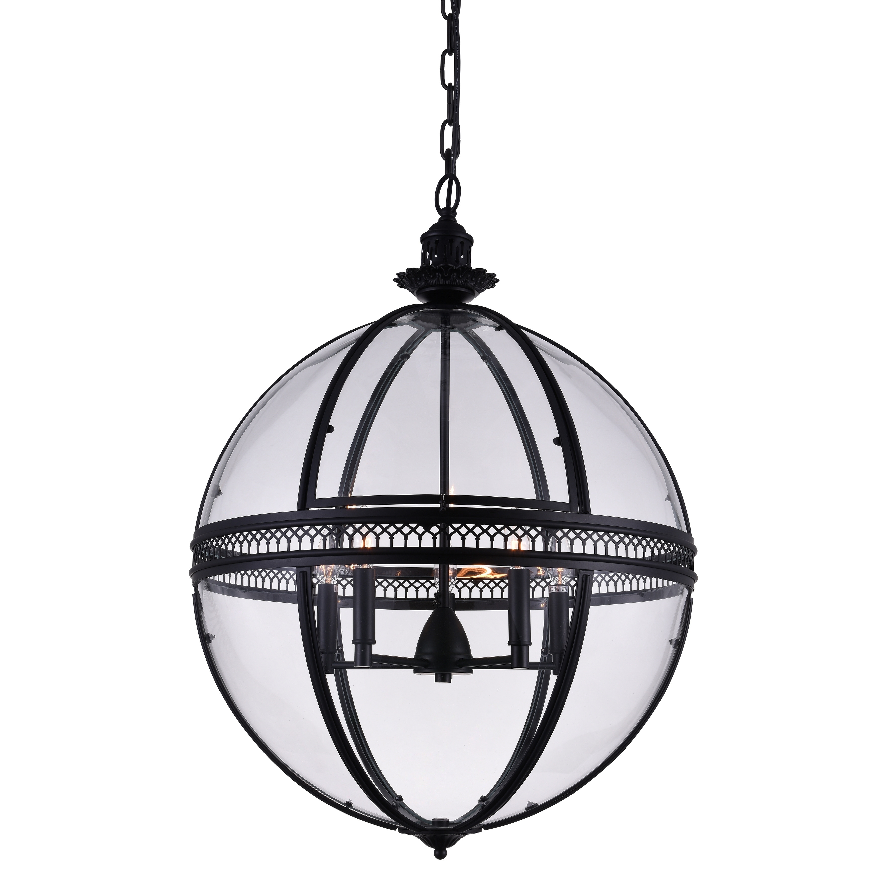 5 Light Chandelier with Sphere Shape and Black Finish - Chandeliers For Bedrooms by Overstock.com
