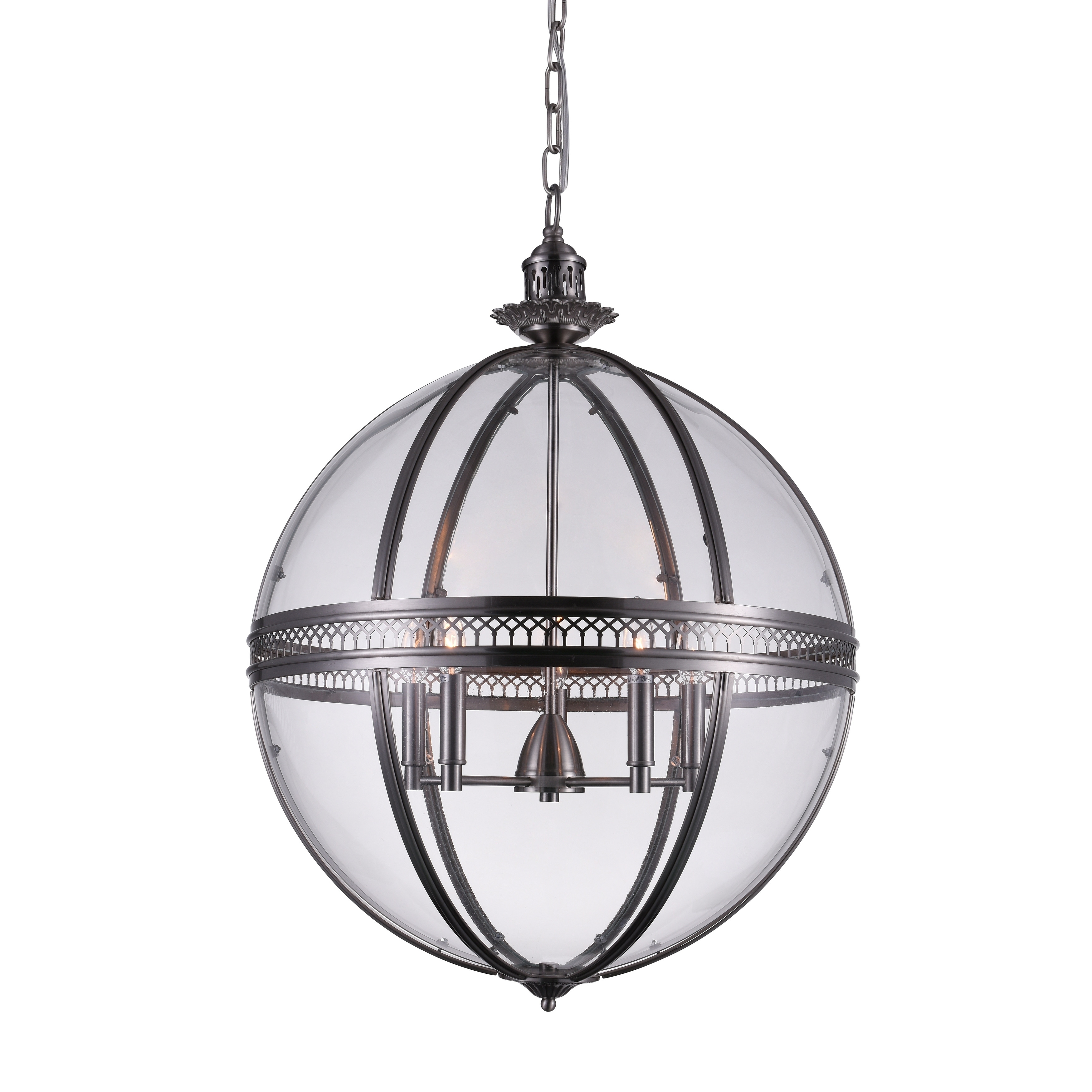 5 Light Chandelier with Sphere Shape and Satin Nickel Finish - Chandeliers For Bedrooms by Overstock.com