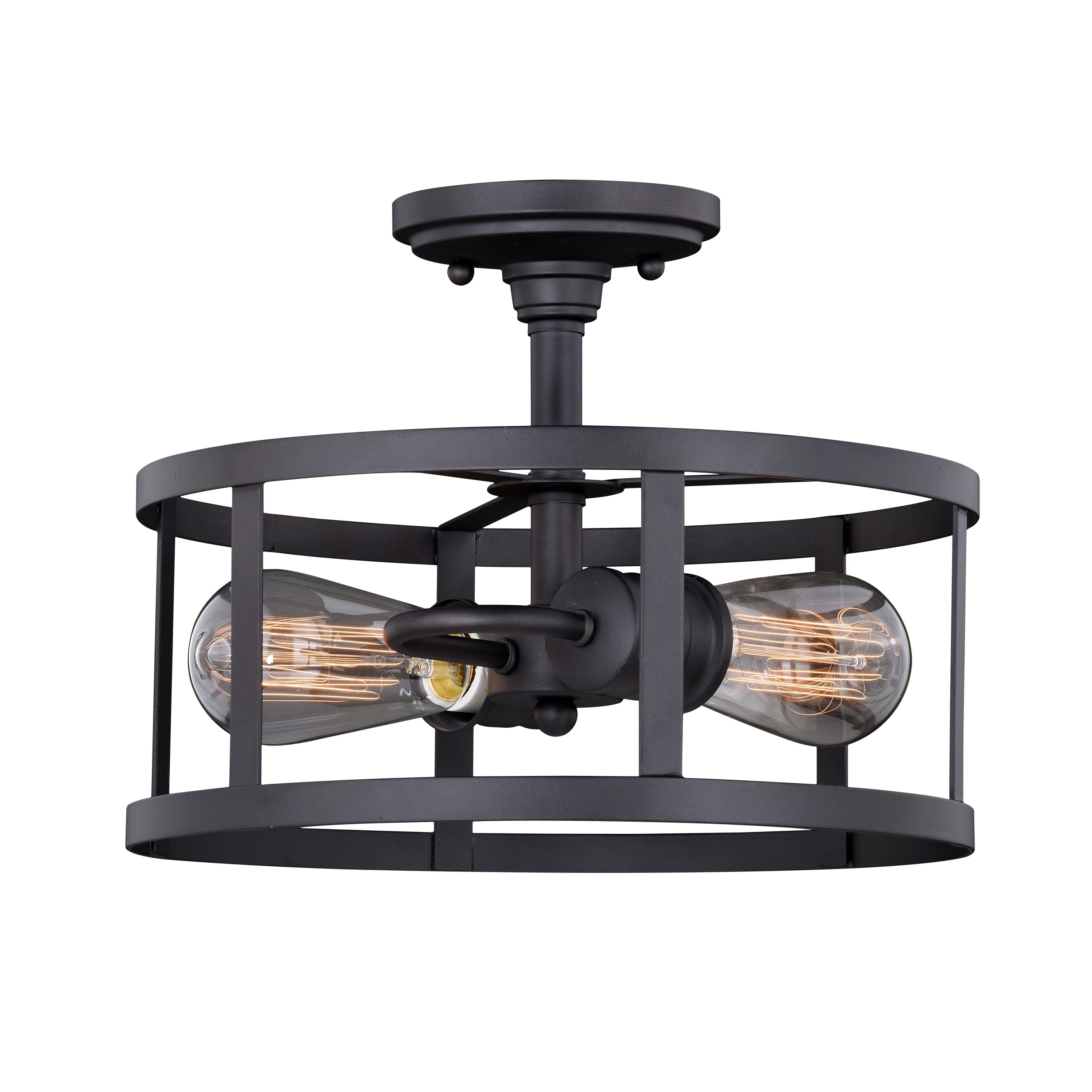 Shop Akron 12 In W Bronze Farmhouse Cage Semi Flush Mount Ceiling