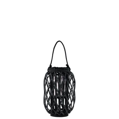UTC55041: Bamboo Round Lantern Coated Finish Black