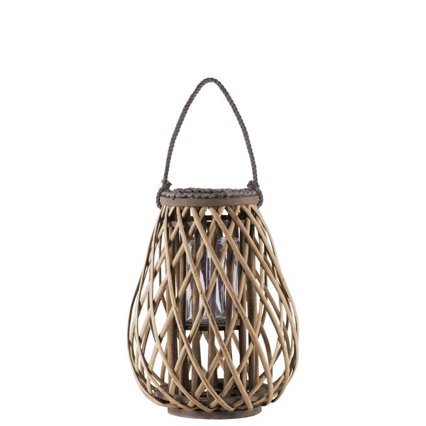 UTC55048: Bamboo Round Bellied Lantern MD Natural Finish Brown