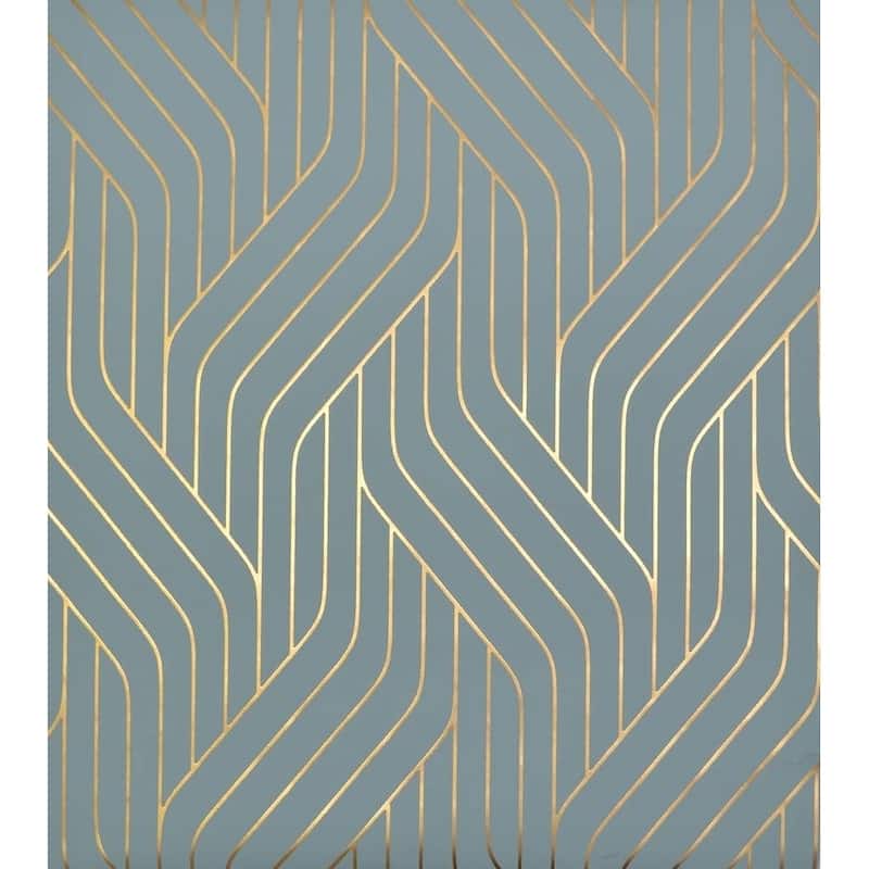 Cooper Ebb And Flow Metallic Wallpaper - 20.8 In. x 32.8 Ft. = 56.9 Sq. Ft. - Blue/Gold
