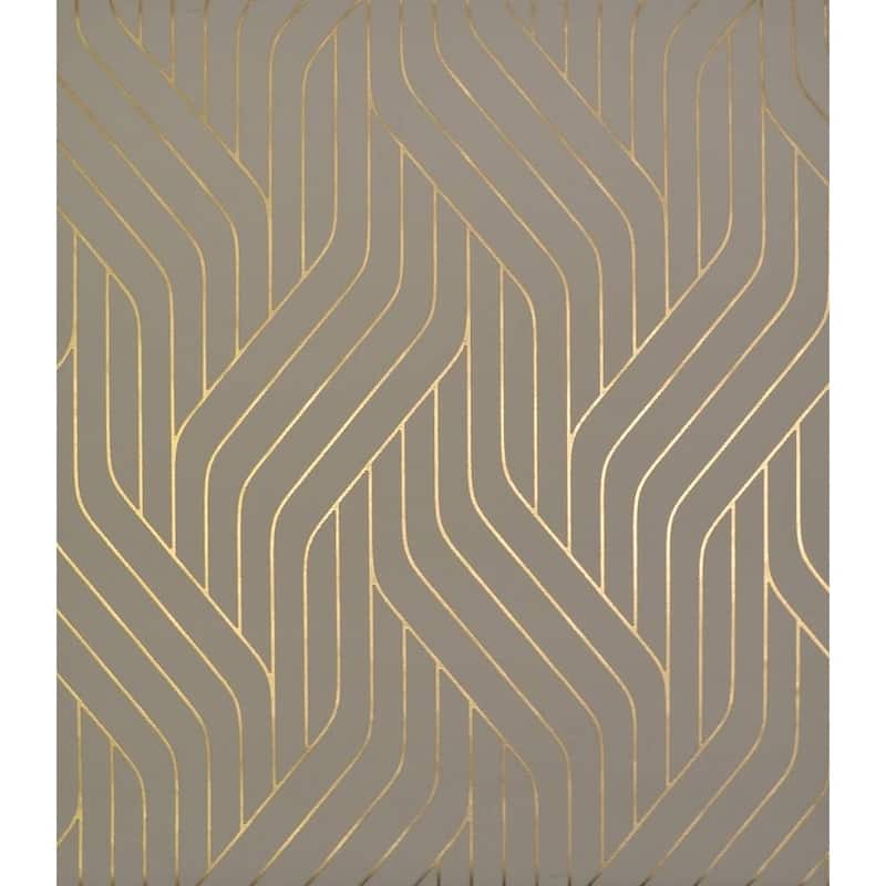 Cooper Ebb And Flow Metallic Wallpaper - 20.8 In. x 32.8 Ft. = 56.9 Sq. Ft. - khaki/gold