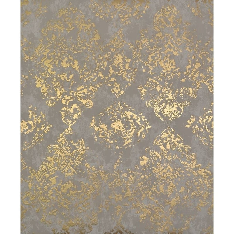 Cooper Stargazer Damask Pattern 56.9-Square Foot Wallpaper - 20.8 In. x 32.8 Ft. = 56.9 Sq. Ft. - khaki/gold