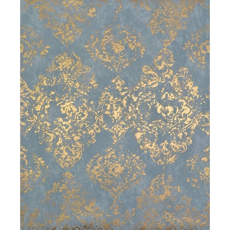 Cooper Stargazer Damask Pattern 56.9-Square Foot Wallpaper - 20.8 In. x 32.8 Ft. = 56.9 Sq. Ft. - Blue/Gold