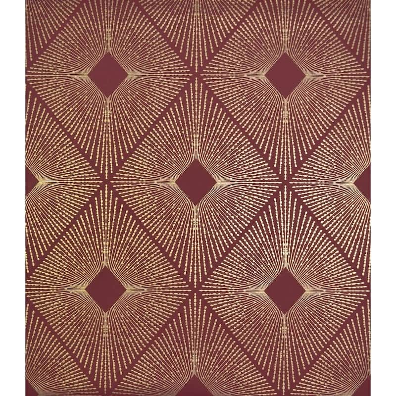 Cooper Harlowe 56.9 Square Foot Glam Metallic Look Geometric Wallpaper - 20.8 In. x 32.8 Ft. = 56.9 Sq. Ft. - Red/Gold