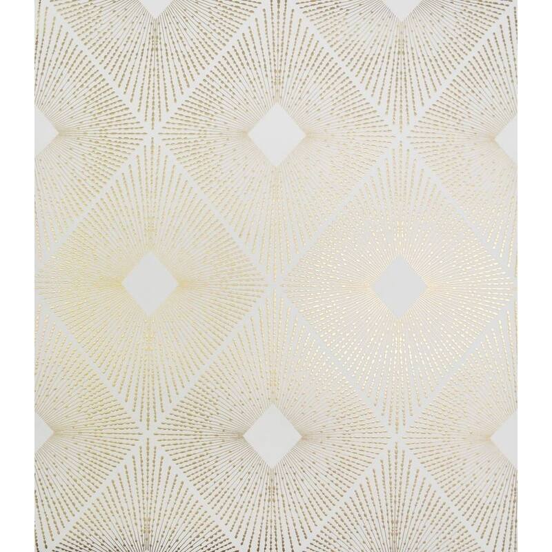 Cooper Harlowe 56.9 Square Foot Glam Metallic Look Geometric Wallpaper - 20.8 In. x 32.8 Ft. = 56.9 Sq. Ft. - White/Gold