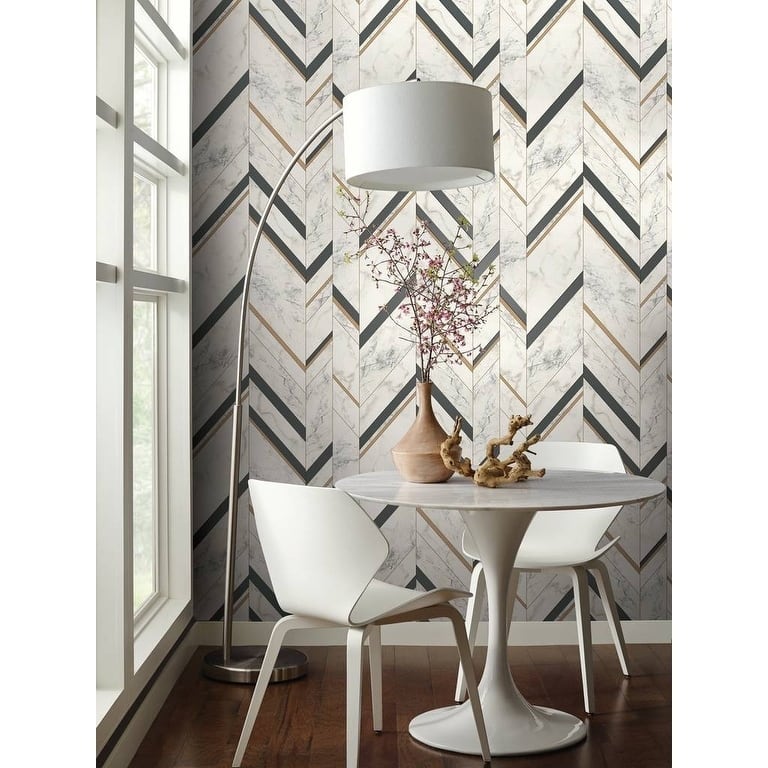 Groveland Marble Chevron Wallpaper (56.9 Sq. Ft.)
