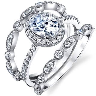 Oval Bridal Sets Online At Our Best Wedding Ring Oliveti Sterling Silver 925 Engagement Rings Wedding Band Bridal Set Oval Cubic Zirconia 3pcs Clear