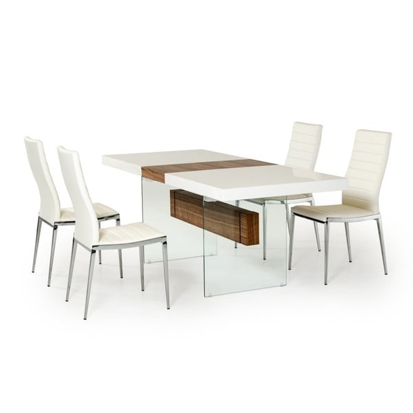 Modrest Sven Contemporary White Walnut Floating Extendable Modrest Sven Contemporary White Walnut Floating Extendable Dining Table