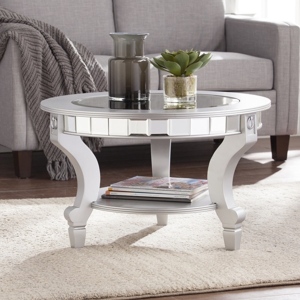 Silver Orchid Olivia Glam Mirrored Round Cocktail Table ...