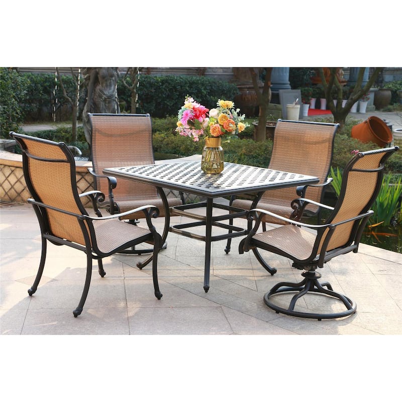 South Ponto 5-piece Sling Multicolor Aluminum Dining Set with 44-inch Square Table