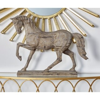 Beige Polystone Prancing Horse Sculpture - 21 x 6 x 18