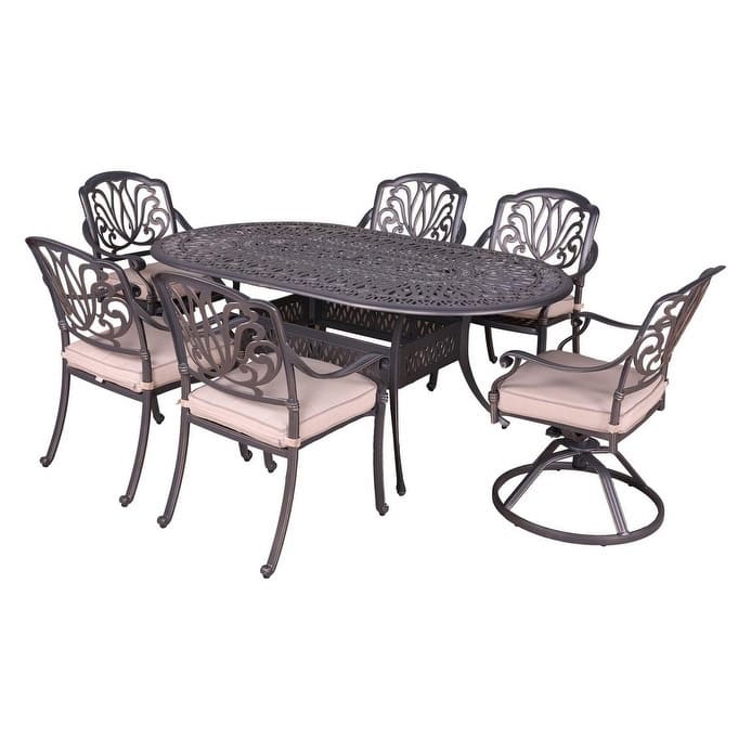 Saybrook Sunbrella Cushioned 42-inch x 72-inch Oval Table Dining Set (7-piece Set)