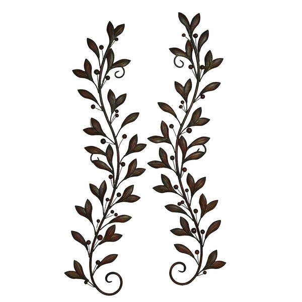 Copper Grove Kitty Decorative Metal Branches with Leaves (Set of 2)
