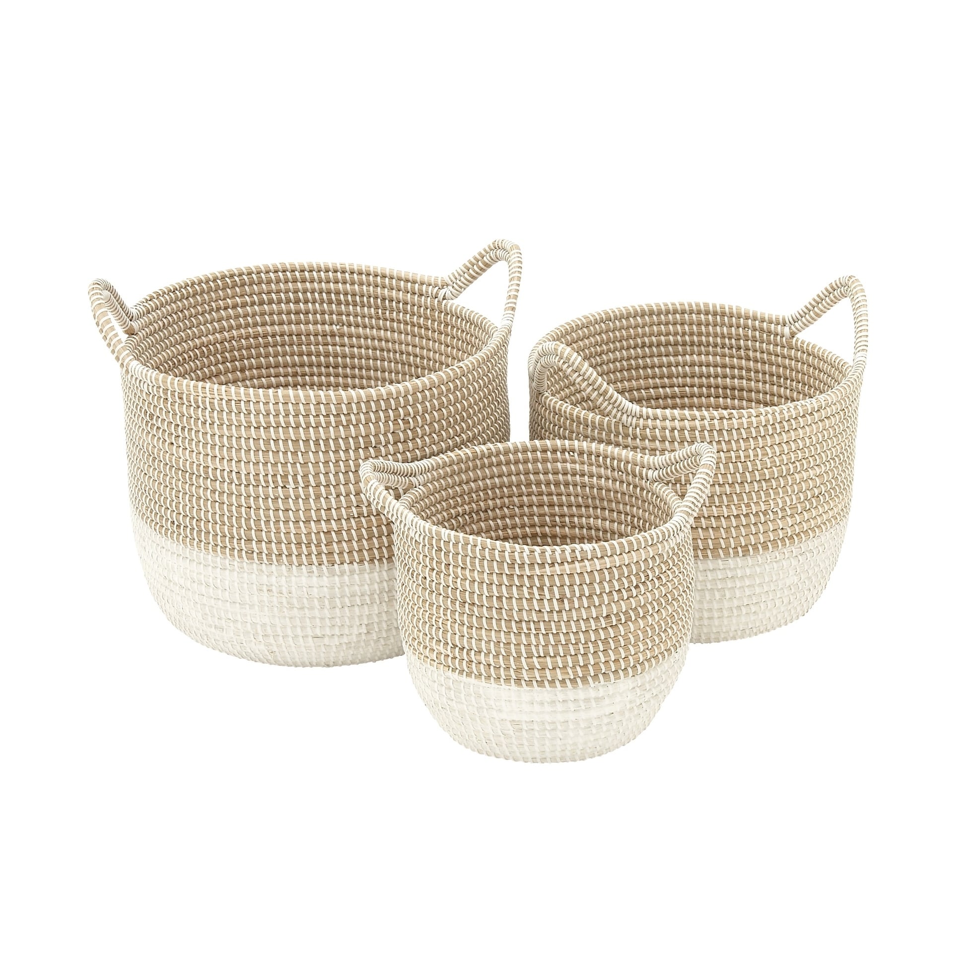 Large Seagrass Basket in Natural//White