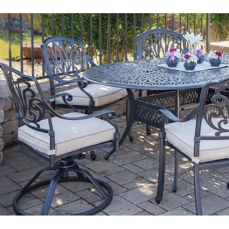 Shop Black Friday Deals On Saybrook Cast Aluminum Swivel Rocker With Cushion Set Of 2 Overstock 22695844