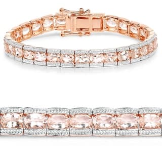 Morganite Bracelets Find Great Jewelry Deals Ping At 18k Rose Gold Plated 11 61 Carat Genuine Morganite 925 Sterling Silver Bracelet