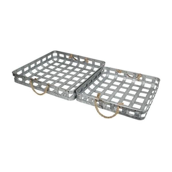 Cheung S Set Of 2 Handmade Galvanized Metal Tray With Rope Set Of 2 Handmade Galvanized Metal Tray