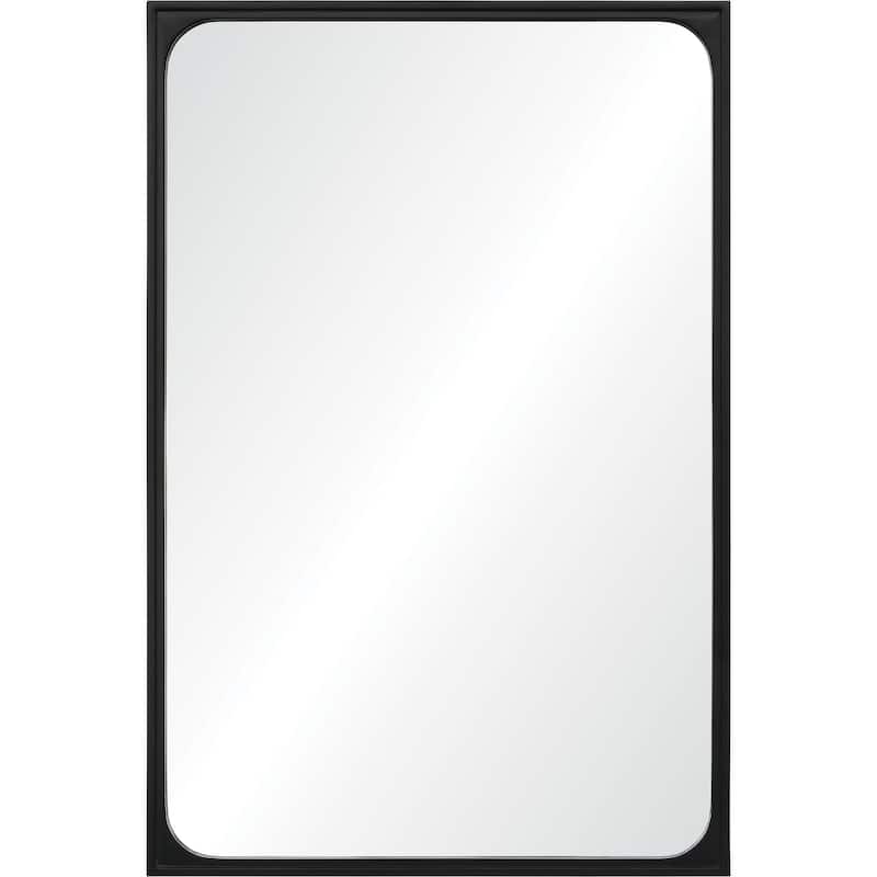 Porch & Den Bald Peak Black Powder-coated Basswood and Gesso Rectangular Framed Mirror