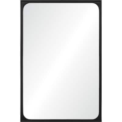 Porch & Den Bald Peak Black Powder-coated Basswood and Gesso Rectangular Framed Mirror