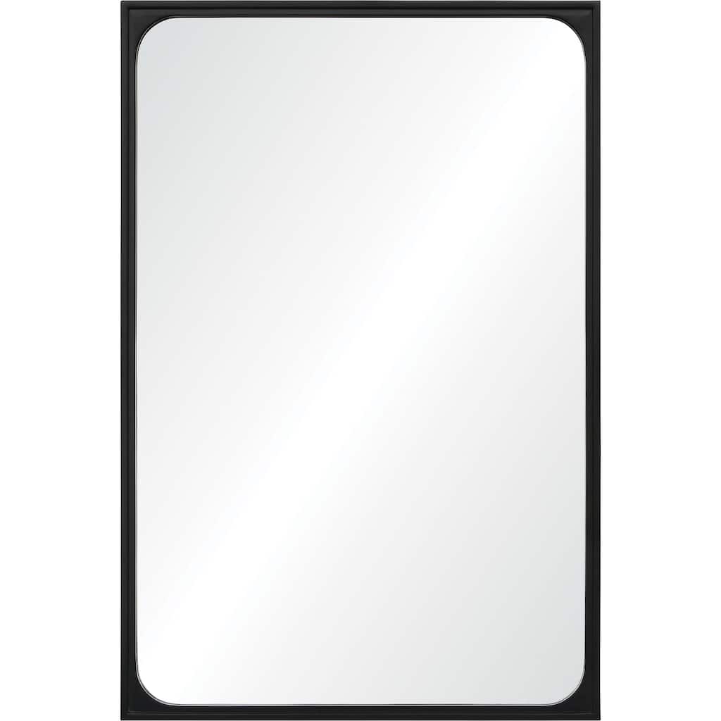 Porch & Den Bald Peak Black Powder-coated Basswood and Gesso Rectangular Framed Mirror